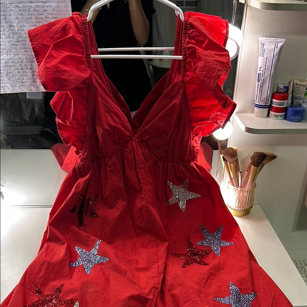 Peach Love California Red Star Dress Never worn